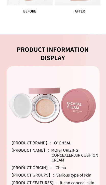 OCHEAL CC Cream Cushion Foundation – Long-Lasting Moisturizing Concealer & BB Cream for Face Makeup