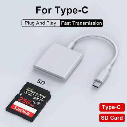 4-in-1 USB Card Reader – SD/TF Card Adapter for iPhone 14/13/12/11 Pro Max & iPad, Lightning Fast Charging for MacBook & Camera