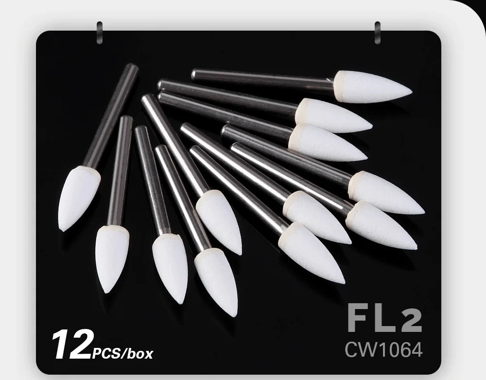 AZDENT White Stone Polishing Burs Kit – Flame, Cone & Round Shapes for Porcelain, Enamel & Composite Resin