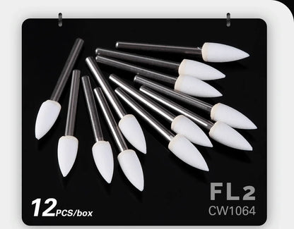 AZDENT White Stone Polishing Burs Kit – Flame, Cone & Round Shapes for Porcelain, Enamel & Composite Resin