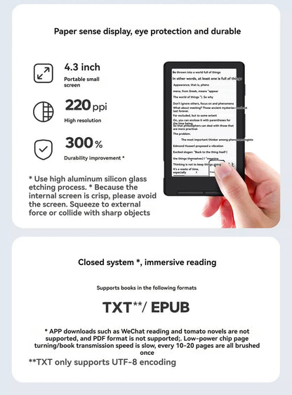 XTEINK X4 4.3" Portable E-Ink Reader — Magnetic, Lightweight, Ultra-Thin Screen, 800×480 Resolution 220PPI Set