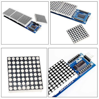 MAX7219 LED Dot Matrix Module - 4-in-1 Red Display with 5-Pin Cable for Arduino DIY Projects & Christmas Decorations