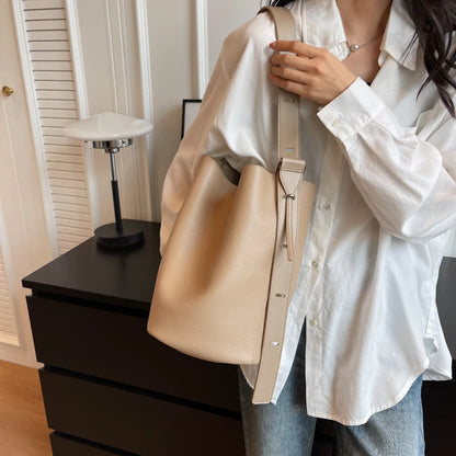 LEFTSIDE Retro Small Solid Color Leather Shoulder Bag – 2025 Korean Designer Handbag for Women