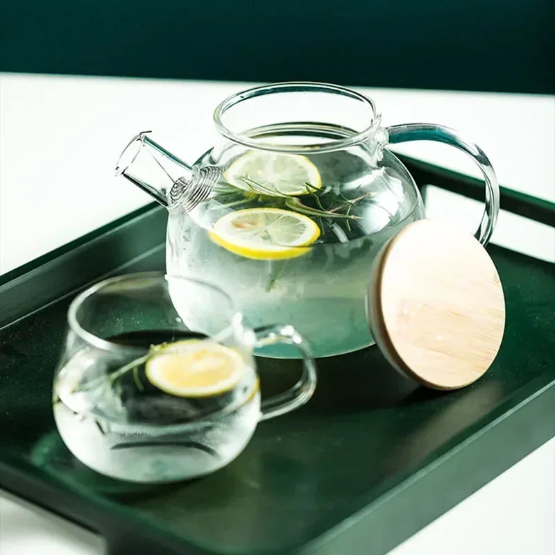 1.8L Transparent Borosilicate Glass Teapot – Heat-Resistant Large Clear Tea Pot for Puer, Flower Tea, Office & Home