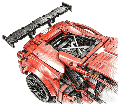 1684-Piece 1:8 Scale Racing Car Building Blocks - DIY Sports Car Model Kit for Display and Collectors