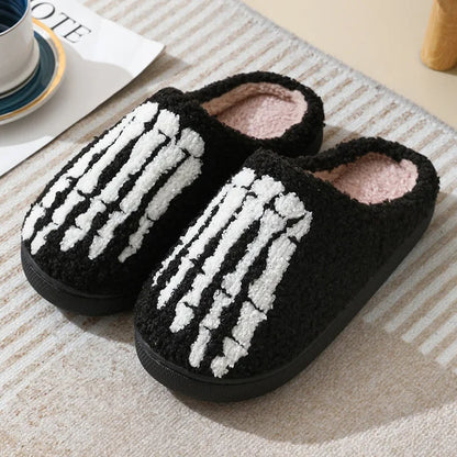 Skull Cartoon Winter Slippers – Warm Cotton Indoor Slippers for Men & Women, Cozy Couple Home Shoes