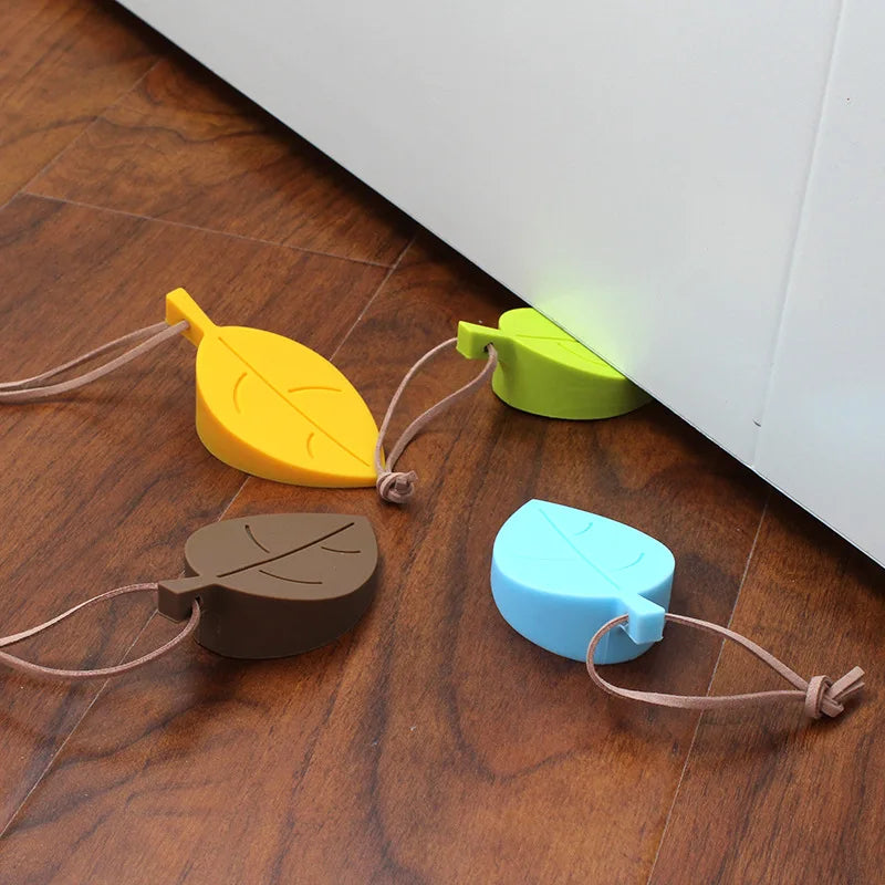 Silicone Leaf Doorstop — Child-Safe Home Protector, Creative Wedge Door Stopper for Baby Safety & Home Decor