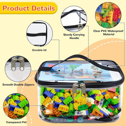 Transparent Mesh Zipper Toy Storage Bag – Large Capacity Organizer for Puzzles, Blocks & Building Toys