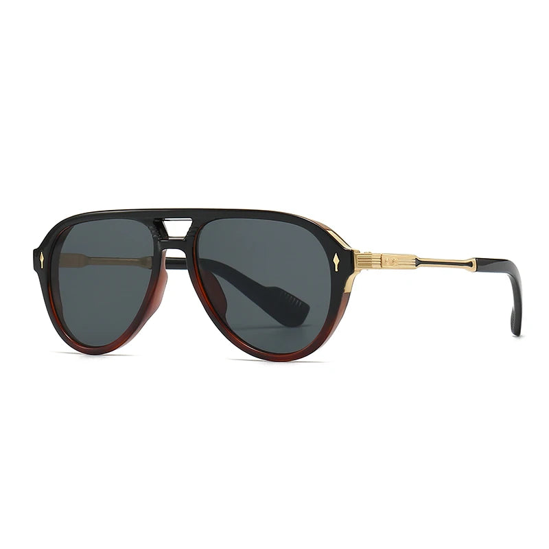Men’s Aviator Sunglasses – Retro Double Bridge Square Frame, European & American Style, Wholesale