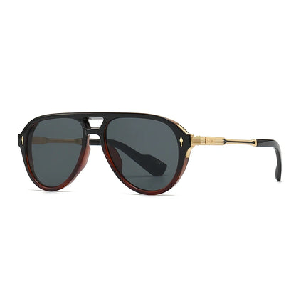 Men’s Aviator Sunglasses – Retro Double Bridge Square Frame, European & American Style, Wholesale