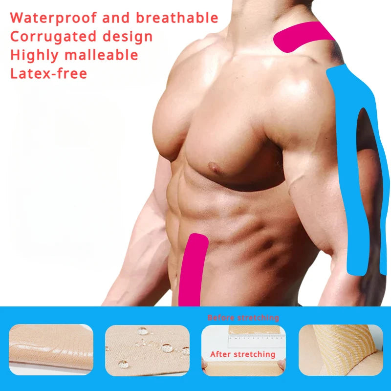 Sports Tape Muscle Patch - 5cm x 5m Lift Chest Tape, Anti-Sagging Knee & Elbow Stretch Fitness Brace