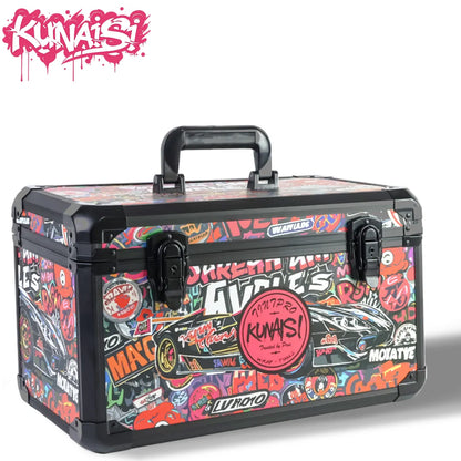 KUNAISI Aluminum Alloy Toolbox - Durable Double Layer Multi Functional Adjustable Storage Case 43×23×24.5cm