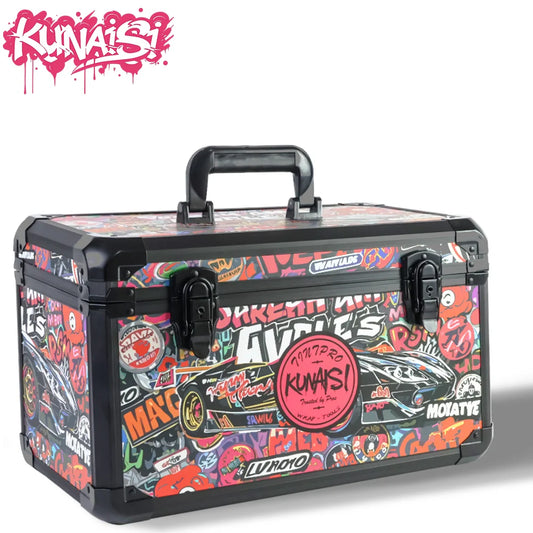 KUNAISI Aluminum Alloy Toolbox - Durable Double Layer Multi Functional Adjustable Storage Case 43×23×24.5cm