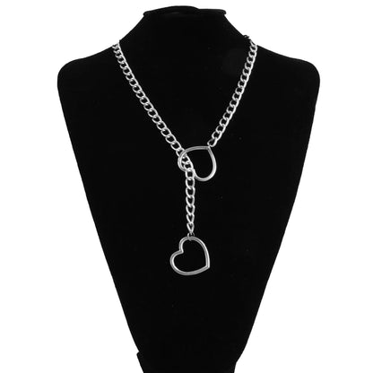 Heart Slip Chain Necklace for Women — Fashion Punk Rock Goth Choker Jewelry Accessory