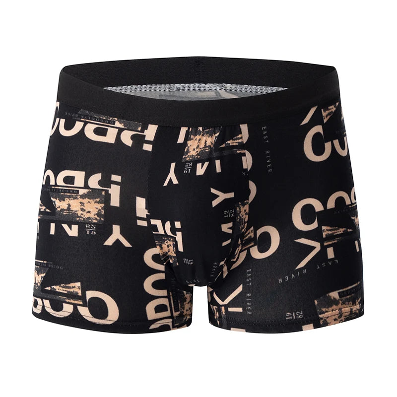 4-Piece Men's Fashion Boxer Shorts – European & American Size, Comfortable & Breathable Plus Size with Elastic Waist