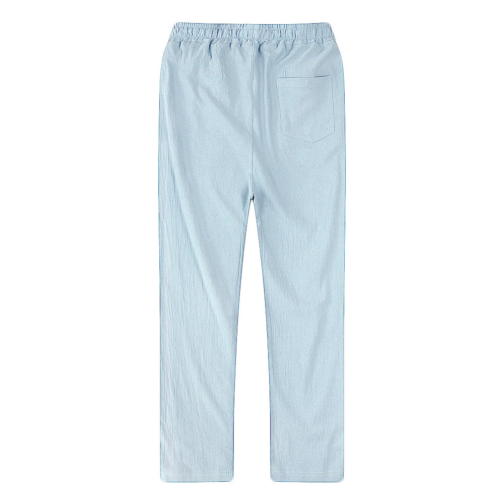 Men's Cotton Linen Pants – Breathable Solid Color Trousers for Autumn, Fitness & Streetwear, S-3XL