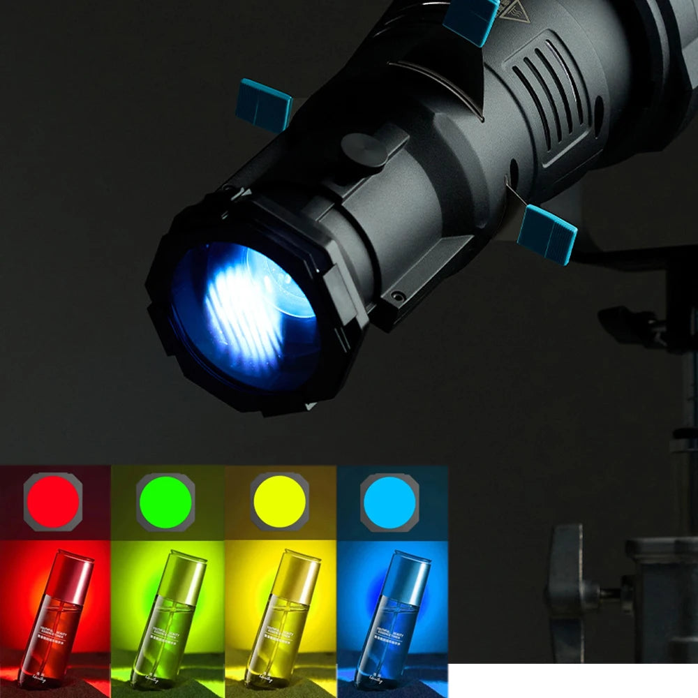 Focalize Conical Snoot Bowens Mount – Photography Condenser with Geometric Sheet Shapes, Gobo Filters & Gels