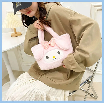 Kawaii Sanrio Kuromi Plush Backpack – Lolita Style Stuffed Animal Doll, My Melody Tote Bag for Women & Girls, Christmas Gift