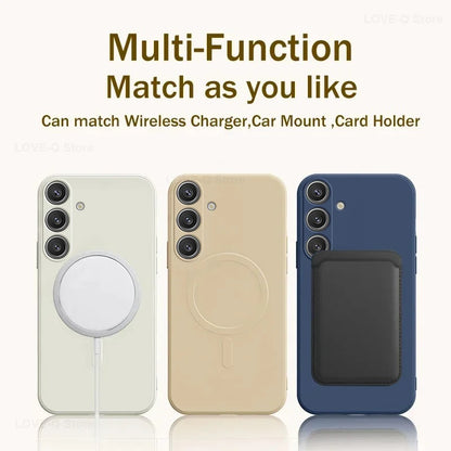 MagSafe Magnetic Silicone Case - Soft Wireless Charging Cover for Samsung Galaxy S26 S25 S24 S23 Ultra Plus FE