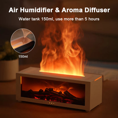 Air Humidifier & Essential Oil Diffuser – Home Aroma Humidifier with Flame Effect, LED Light, and Remote Control