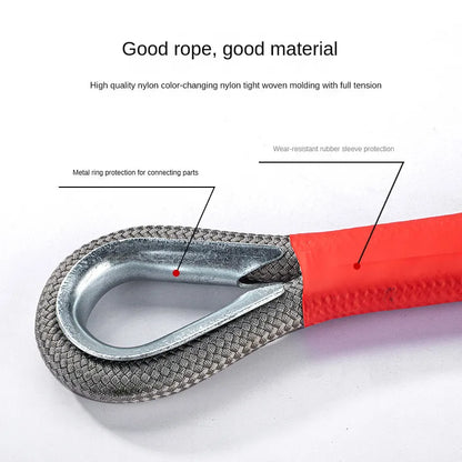 Car Outdoor Off-road Trailer Tow Rope | Multiple Sizes | Emergency Rescue Nylon Rope | Thicker & Color-Changing for Enhanced Visibility