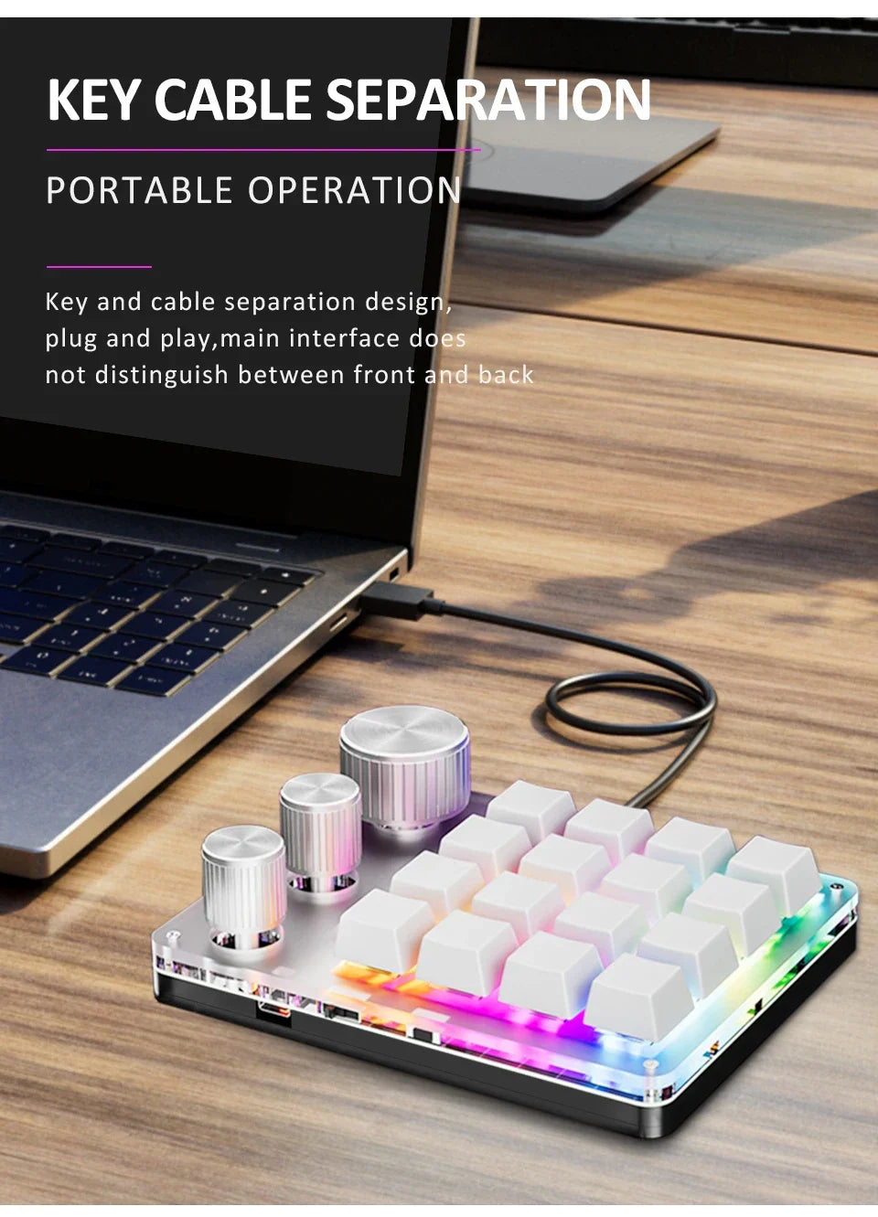 2.4G Bluetooth Mechanical Keyboard – 16-Key Custom USB with Knob, Volume Control, Macro & Gaming Modes