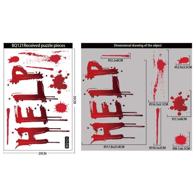 Horror Bloodstain Wall & Window Stickers – Handprint, Footprint & Skull Halloween Decorations 2024