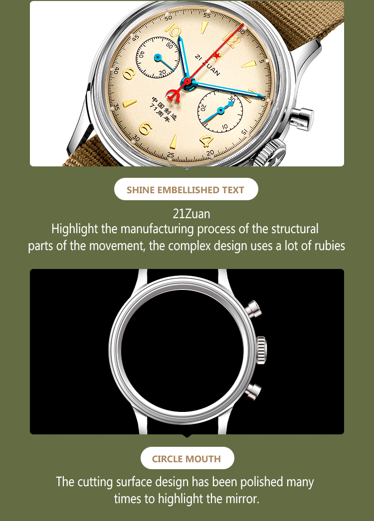 RED STAR 1963 Men's Chronograph Watch - 38mm Pilot Design with Seagull ST1901 Movement & Sapphire Glass