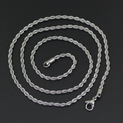 304 Stainless Steel Twist Rope Chain Necklace – PVD Gold Plated, 2-5mm Width for Men & Women, Fashion Accessories