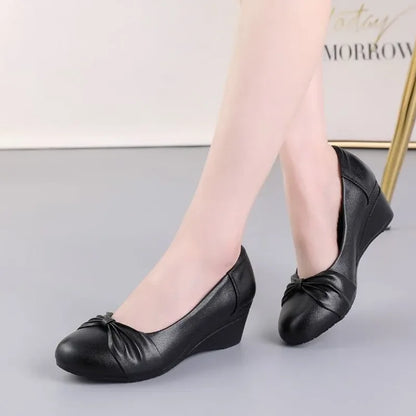 Cresfimix Women’s Pointed Toe Flat Shoes - Yellow PU Leather Casual Office Comfort Shoes
