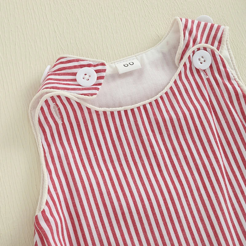 Infant Striped Sleeveless Romper - Baby Snap Closure Summer Jumpsuit