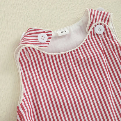 Infant Striped Sleeveless Romper - Baby Snap Closure Summer Jumpsuit