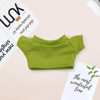 Cotton Short-Sleeve Labubu Doll Clothes – 14-17cm Solid Color T-Shirt Dress-Up Accessories for Plush DIY Toys