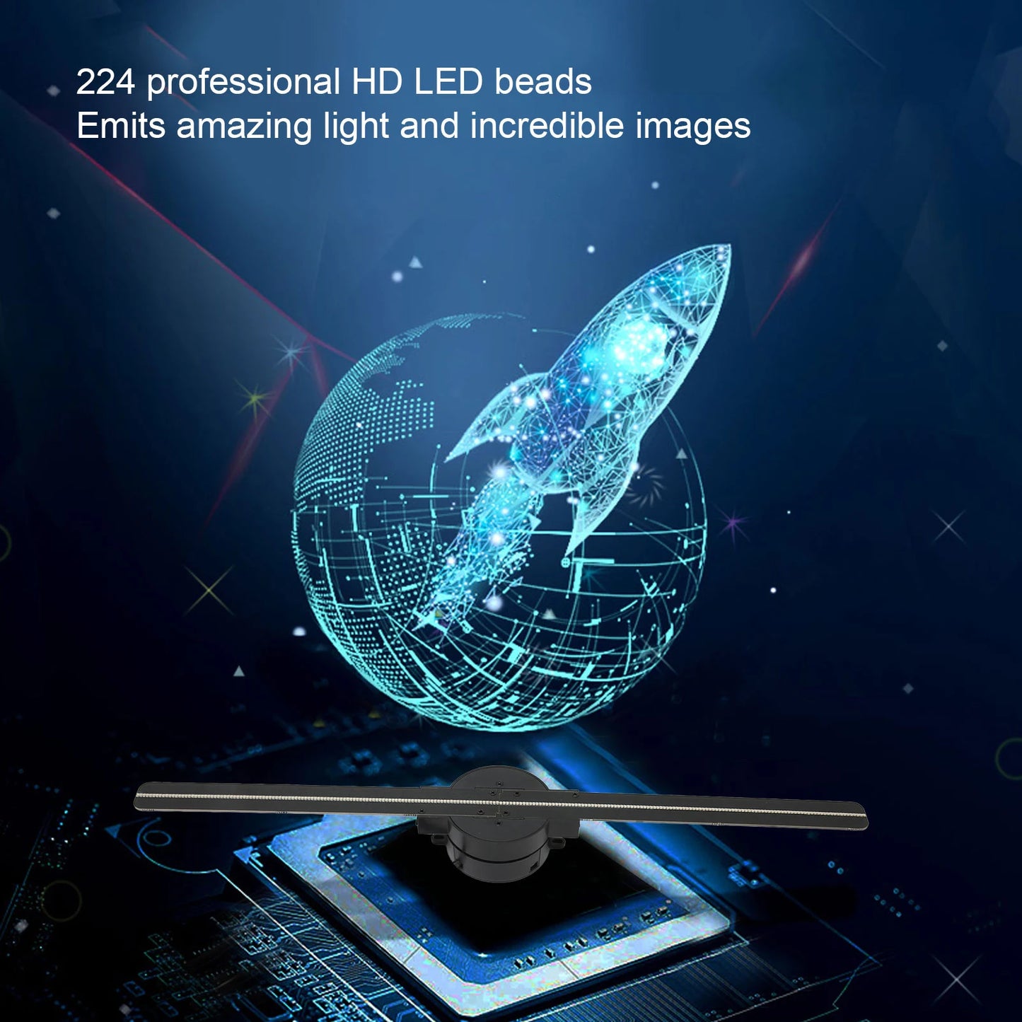 3D Hologram Fan 16.5" WiFi Projector with 224 LED Lights for Store Advertising