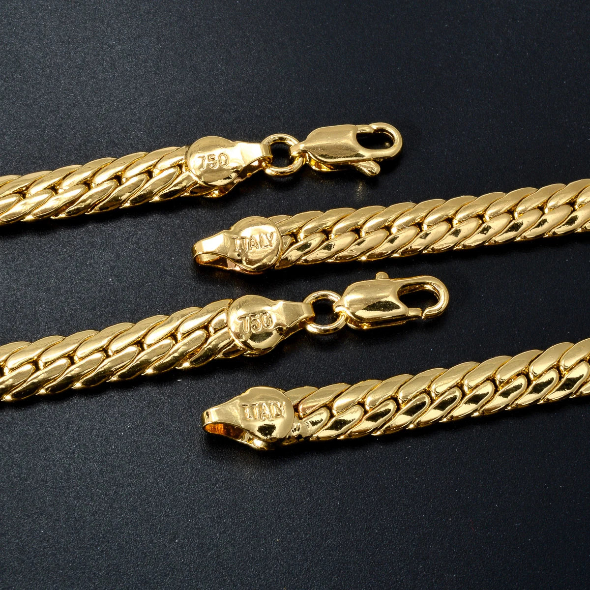 Sunny Jewelry Gold Plated Copper Snake Chain Necklace for Men & Women - Italy 750, High Quality for Daily Wear & Gifts