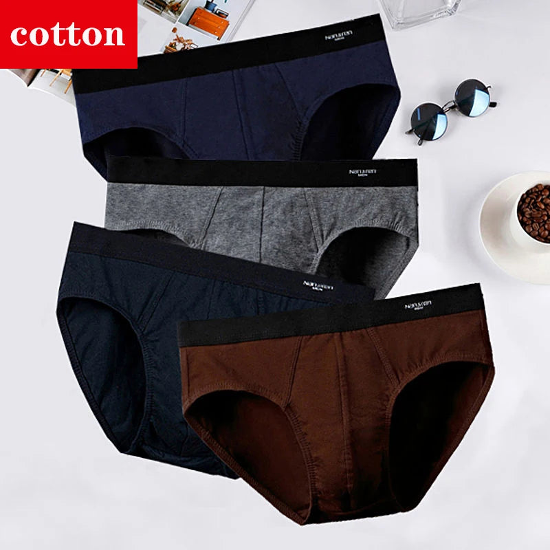 4-Pack Men's Cotton Briefs - Breathable Printed Underwear with Comfortable Fit & Stylish Design