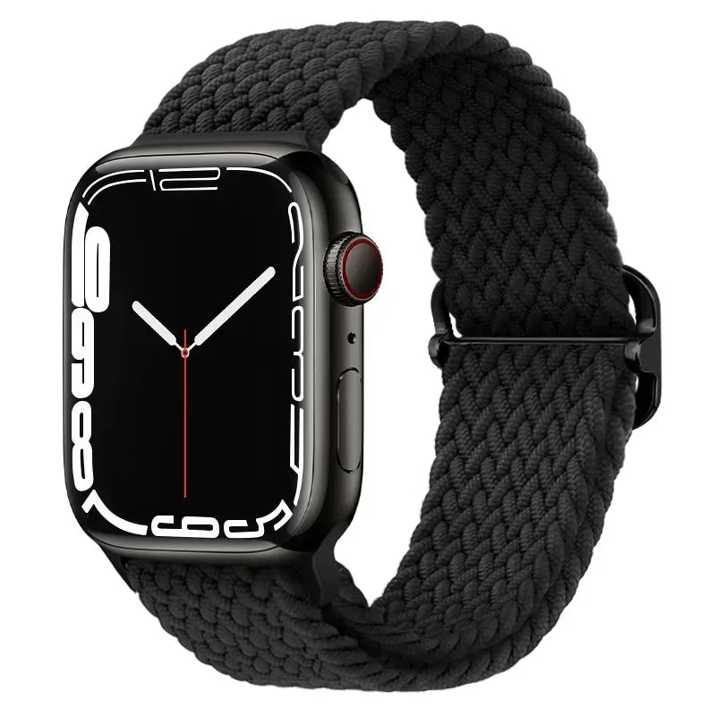 Braided Nylon Apple Watch Band – Adjustable Sport Strap Compatible with Ultra 2, Series 10/9/8/7/6/SE (40–49mm) Wrist Bracelet