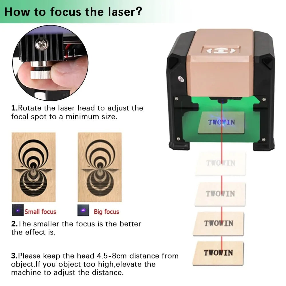 CNC K4 Mini Laser Engraver – 3000mW Bluetooth Engraving Machine for Wood, Leather, MDF & Paper