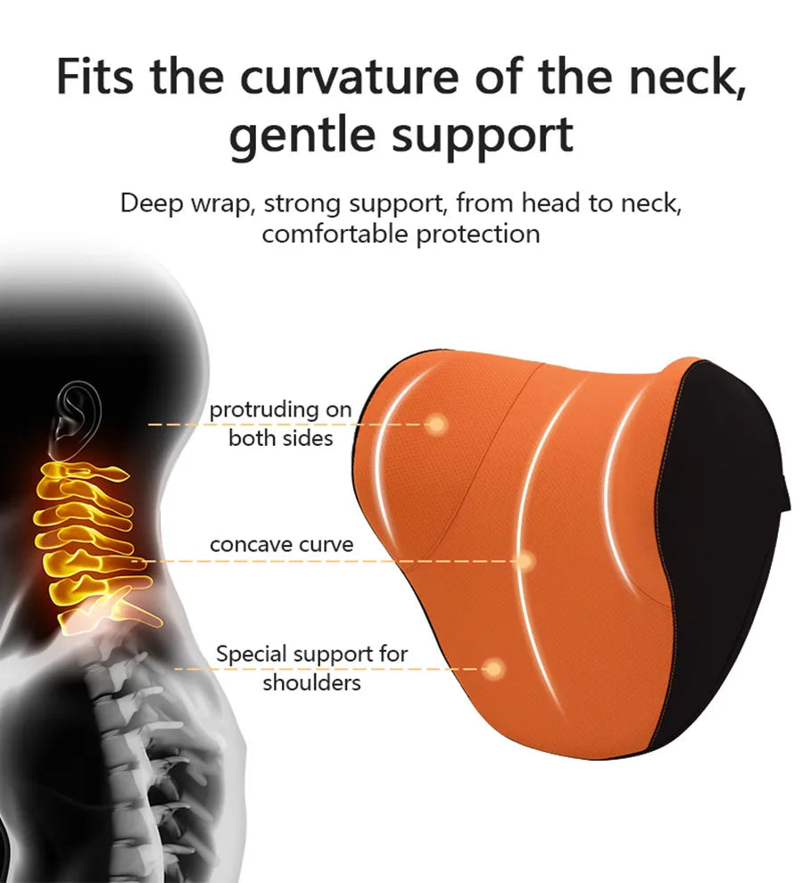 Comfortable Memory Foam Car Seat Pillow: Breathable Neck Support & Lumbar Cushion - Auto Headrest Lumbar Support