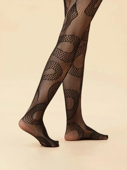 Fashionable Snake-Shaped Fishing Net Socks - 1 Pair of Punk Style Halloween Pantyhose, Sexy Horror Snake Shaped Design