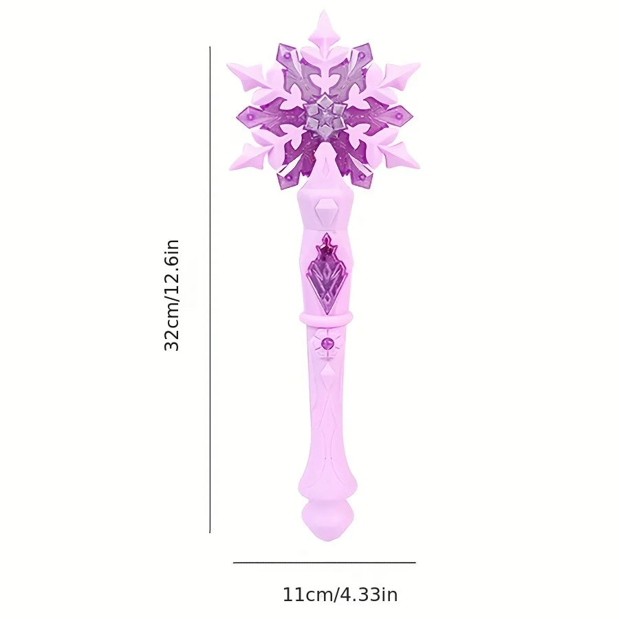 Princess Snow Wand Toy - Snowflake Light & Sound Wand for Kids, Glowing Fairy Cosplay Toy for Girls, Christmas & Halloween