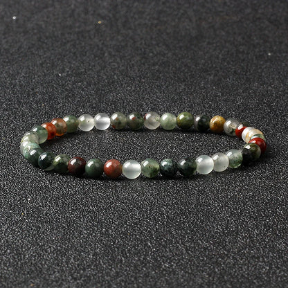 4mm Natural Stone Bead Stretch Bracelet for Men & Women – Agate Lava Handmade Reiki Crystal Jewelry