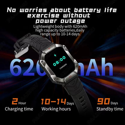 2024 Military-Grade Men's Smart Watch - GPS, Compass, Weather Tracking, AI Voice, 120+ Sports Modes, 620mAh Battery for Outdoor Activities