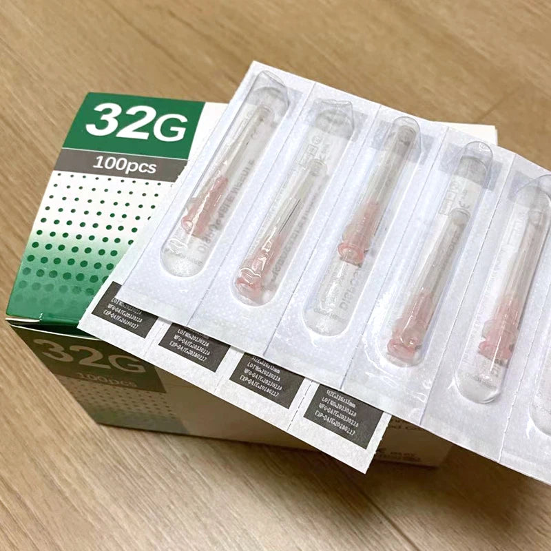 32G Disposable Syringes with Superfine 4/6/13mm Needles - Painless Teeth Irrigator & Eyelid Beauty Tool