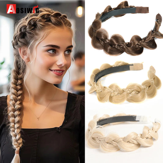 Synthetic Fishbone Braided Headband – Bohemian Plaited Hairpiece for Women Hairstyling