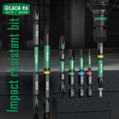 LAOA 2-Piece Alloy Steel Magnetic Impact Driver Bits - Impact-Resistant Cross & Hex Socket Bits