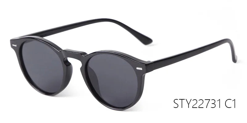 Vintage Round Sunglasses – 2024 Fashion Design for Men & Women, Retro Rivet Yellow & Blue Lens, Square Sun Glasses