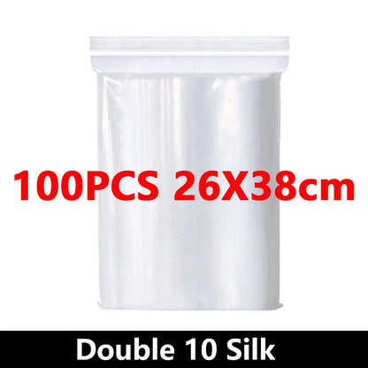 100PCS Thick Zipper Sealed Bags – Clear Plastic Storage Bags for Jewelry, Food Packing, Reclosable Ziplock Bags