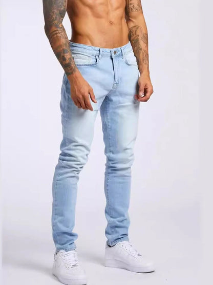Men’s Elastic Skinny Jeans — Slim Fit Stretch Denim Pencil Pants Streetwear Casual Jogging Trousers Black