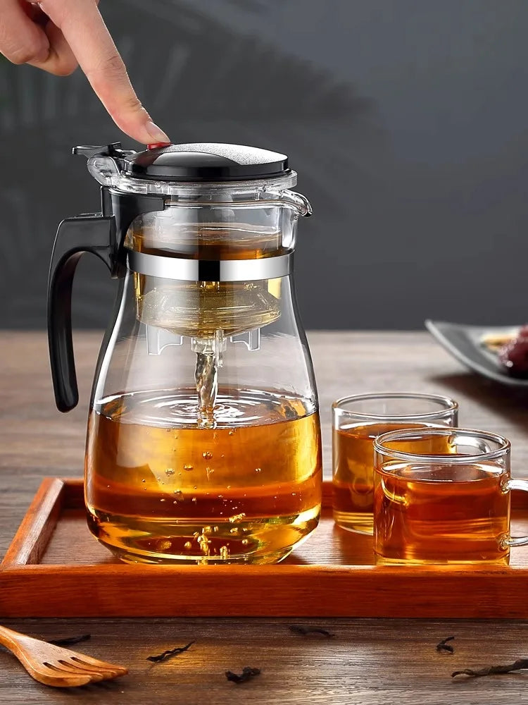 HMLOVE Heat-Resistant Glass Teapot – Puer Kettle Tea Infuser, Kung Fu Teaware Set, High Borosilicate Heatable Pot